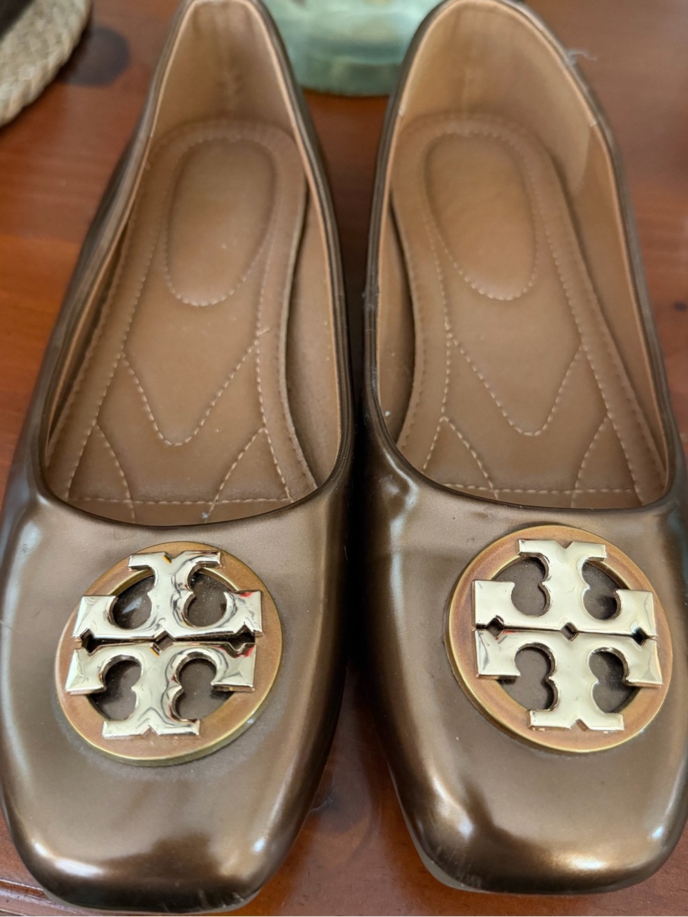 Tory Burch metallic bronze flats